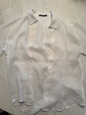 Handred White Men's Linen Button-Up Shirt